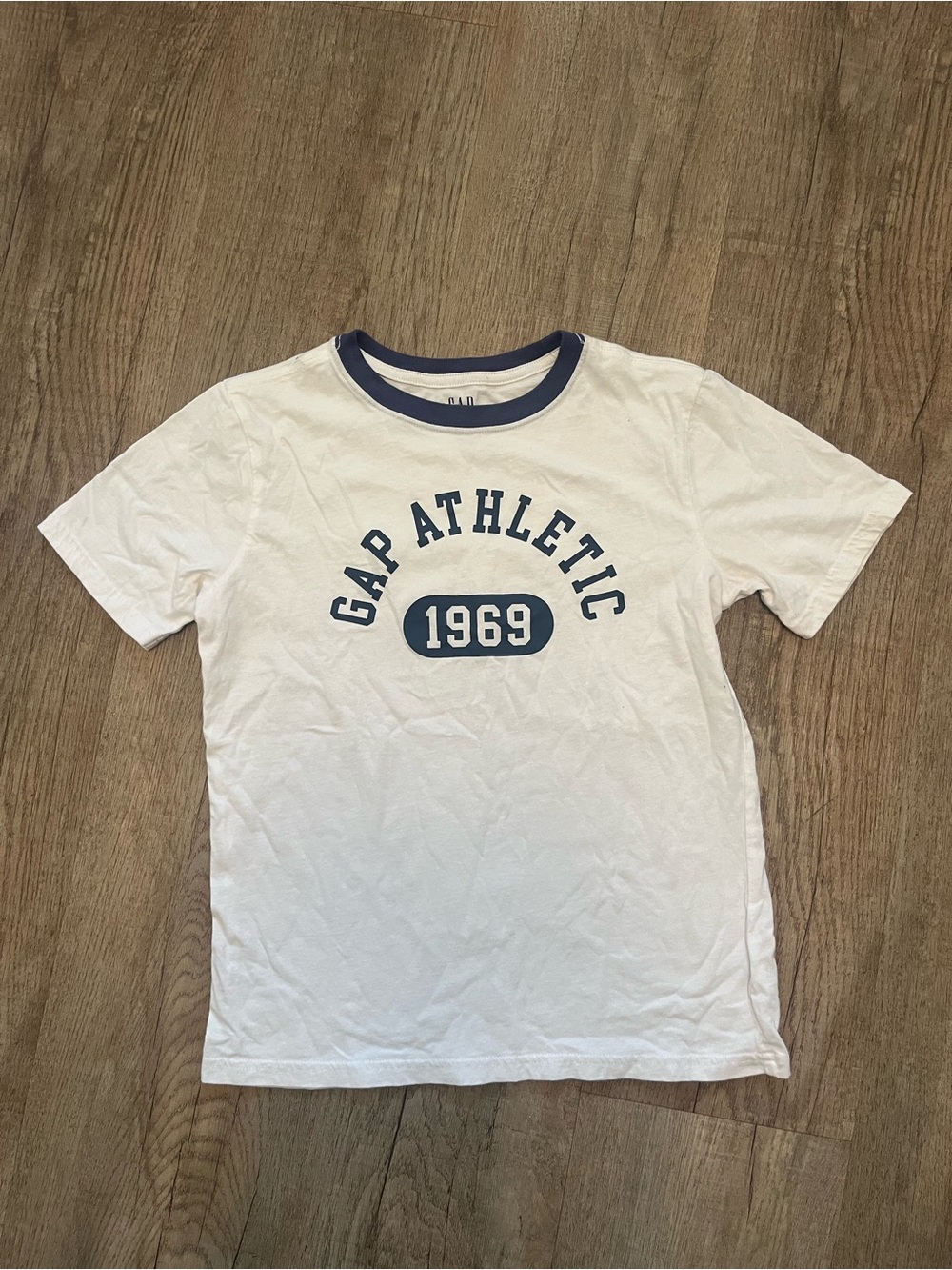 GAP White Tee with Navy Athletic Logo